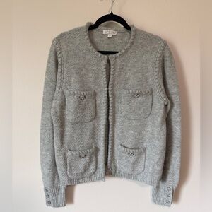 J.Crew Odette Sweater Lady Jacket rhinestone buttons M alpaca merino wool blend